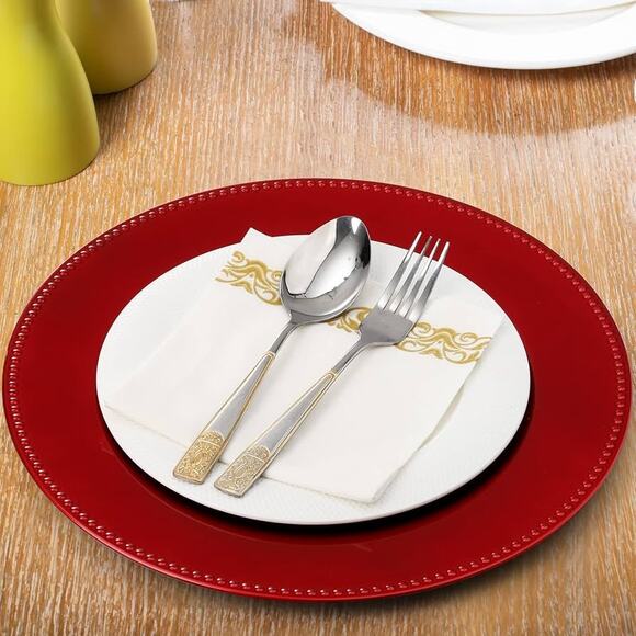 12 Pack Plastic Round Charger Plates, - Picture 2 of 8